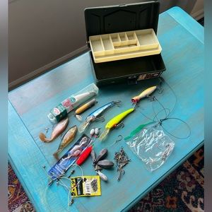 Larger Fish Tackle Collection of Lures Weights Hooks Tackle Box Vintage and New